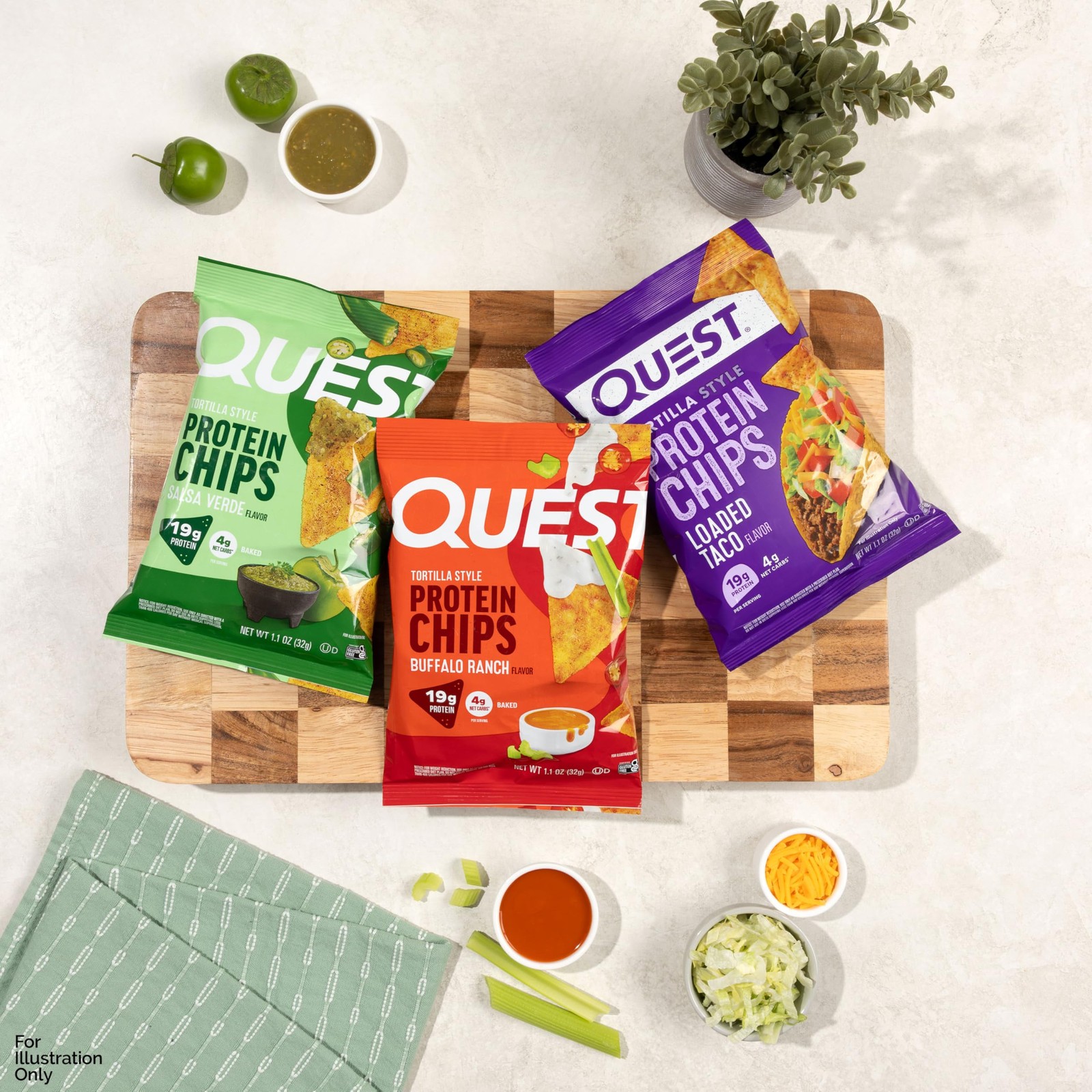 Quest Nutrition Game Day Protein Chips Variety Pack, Buffalo Ranch, Salsa Verde,