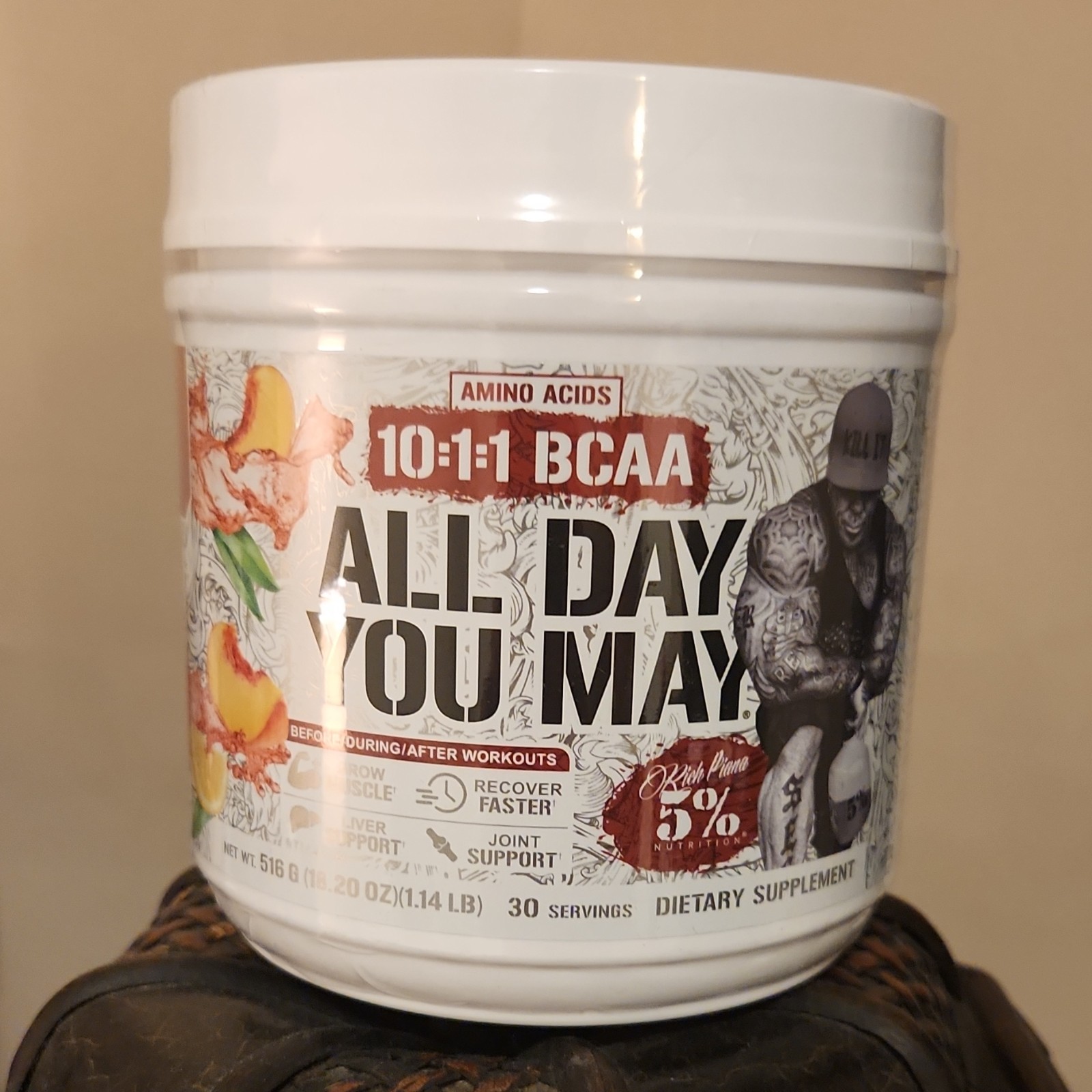 5% Nutrition All Day You May BCAA Amino Acids Powder 18.20 oz Exp 10/26