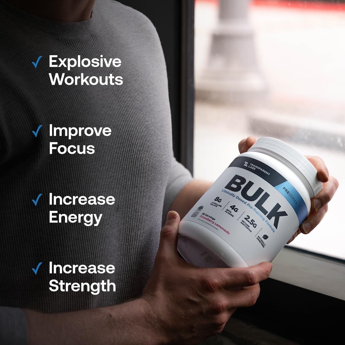 Advanced Pre-Workout Powder – Naturally Sweetened, Muscle Building Formula, 30 S