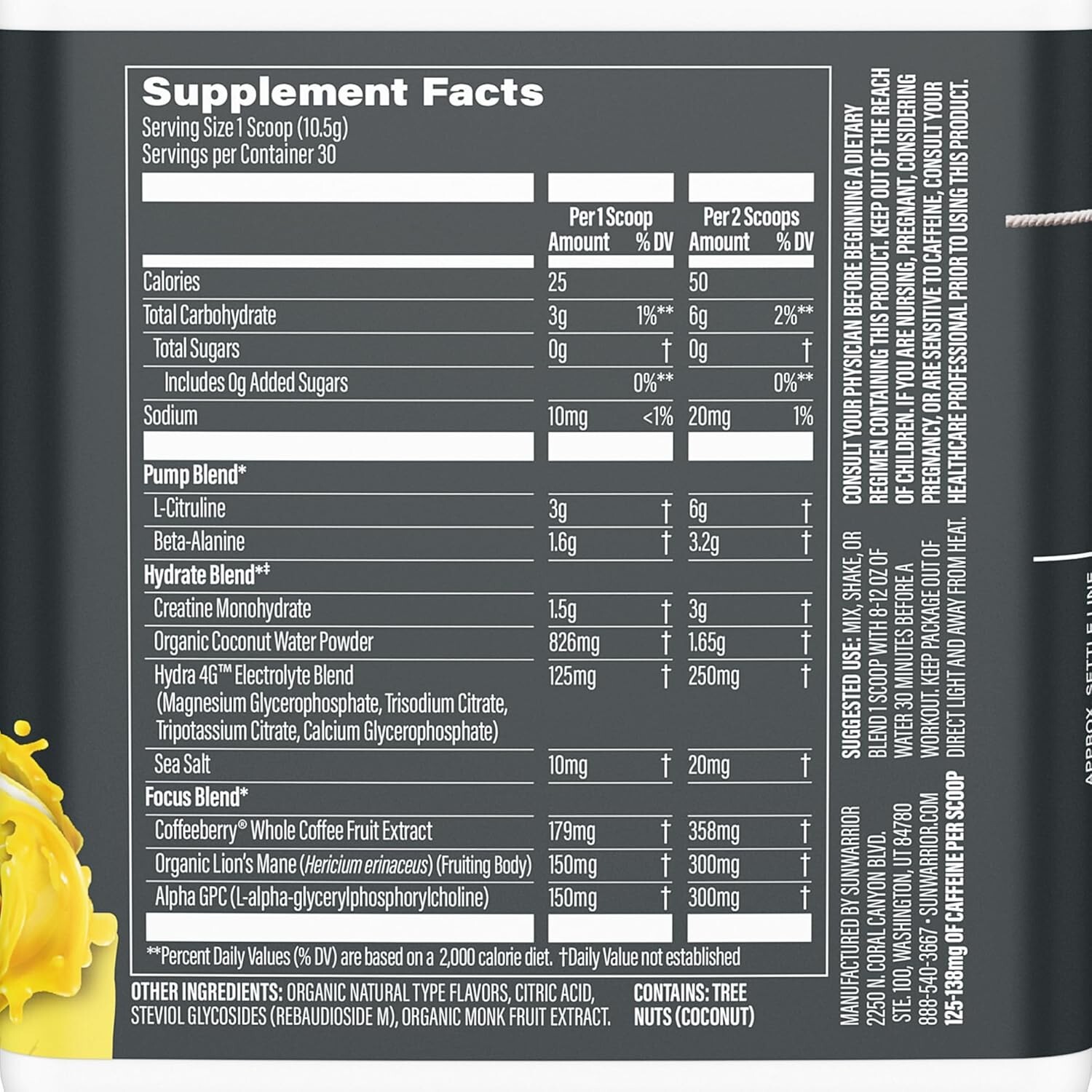 Sunwarrior Pre Workout Powder Energy Drink Vegan, Plant-Based Pre-Workout 11.1oz