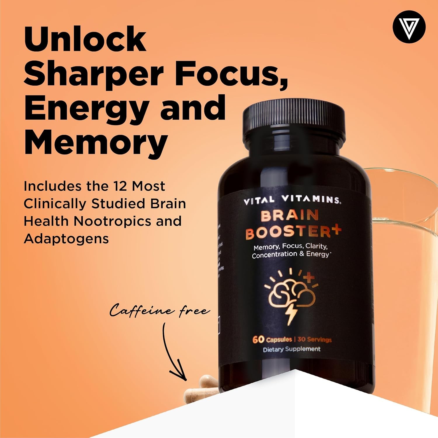 Vital Vitamins Nootropic Brain Supplement Plus – for Memory, Focus, Concentratio