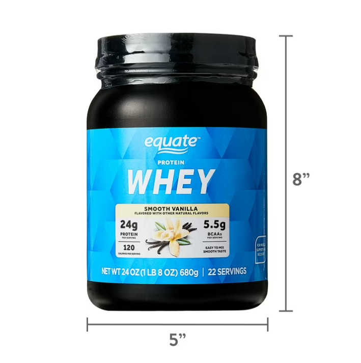 2 Pack Equate Whey Protein Powder, Smooth Vanilla, 24 oz Pk