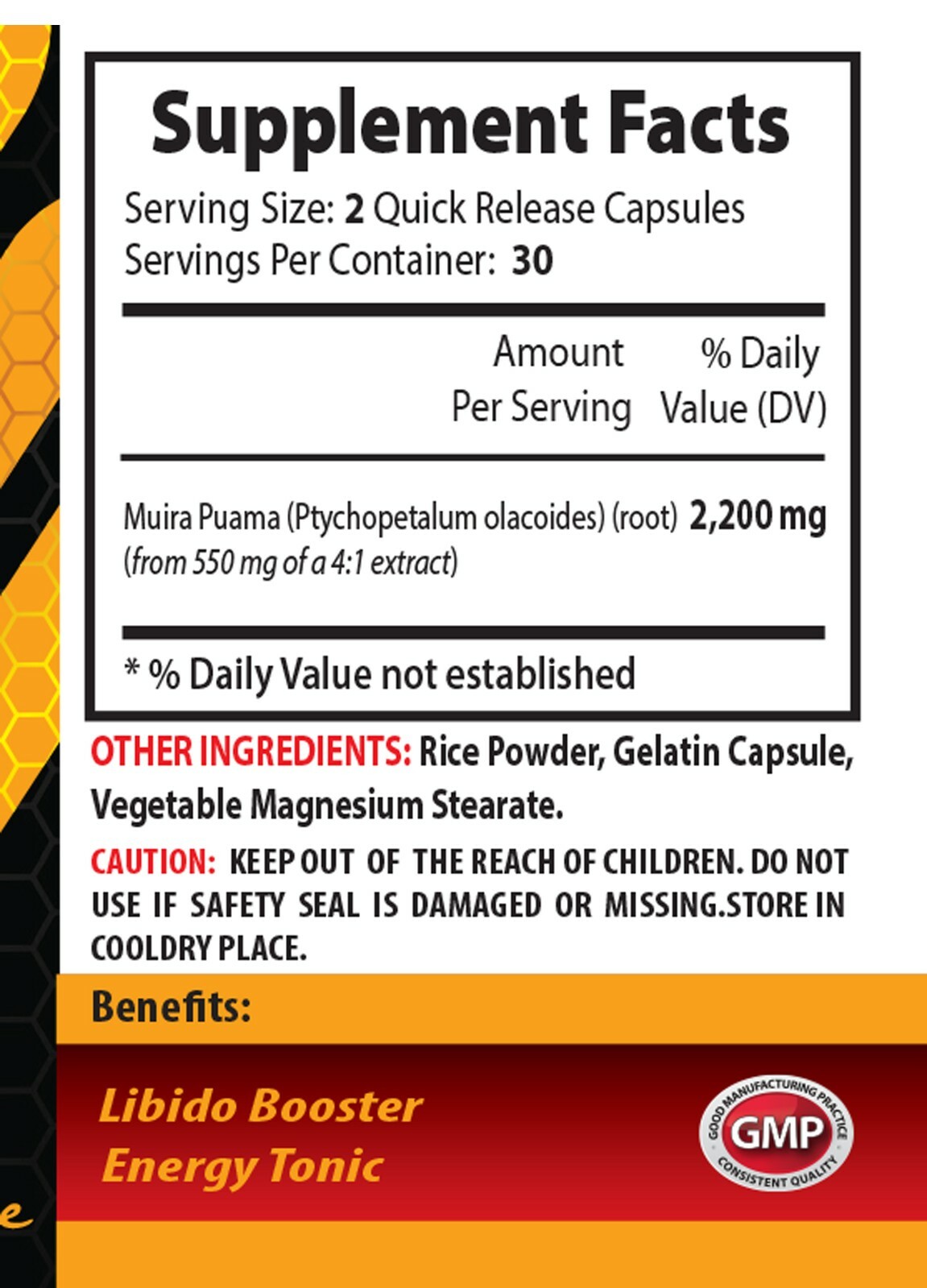 immune support supplement – MUIRA PUAMA EXTRACT 2200mg – brain supplement – 1 B
