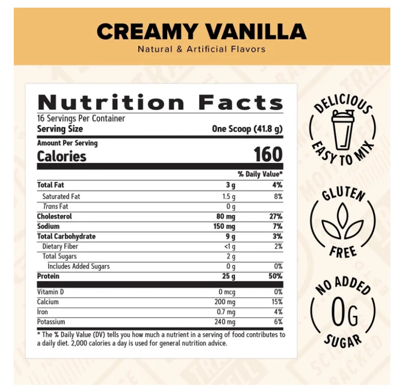 GNC Whey Protein Creamy Vanilla 16 Servings 25g Protein