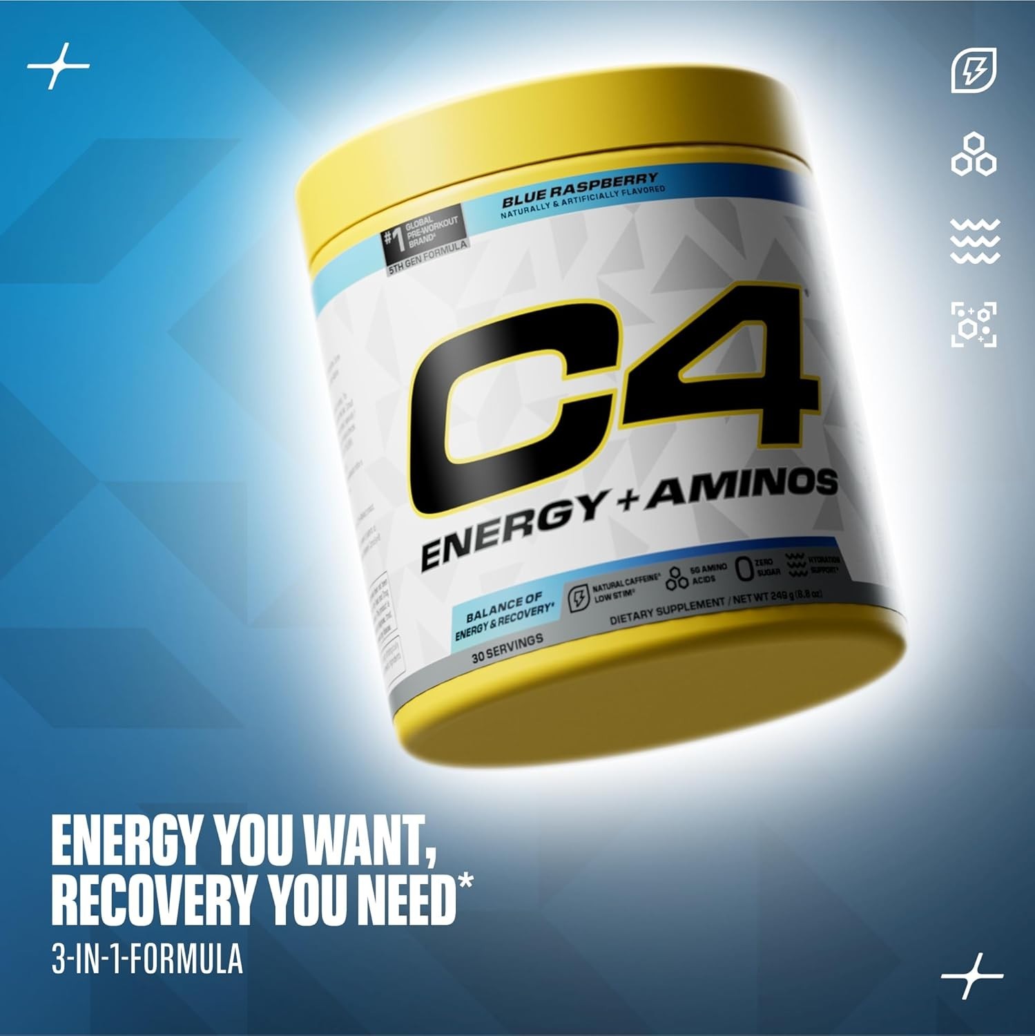 Boost Energy & Muscle Recovery with C4 Energy + Aminos – 30 Servings, Zero Sugar