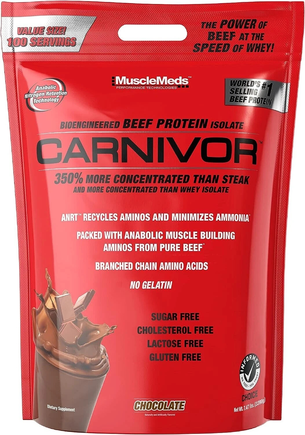 MuscleMeds Carnivor Beef Protein Isolate 100 Servings 7.34lb Bags 2 Flavors NEW