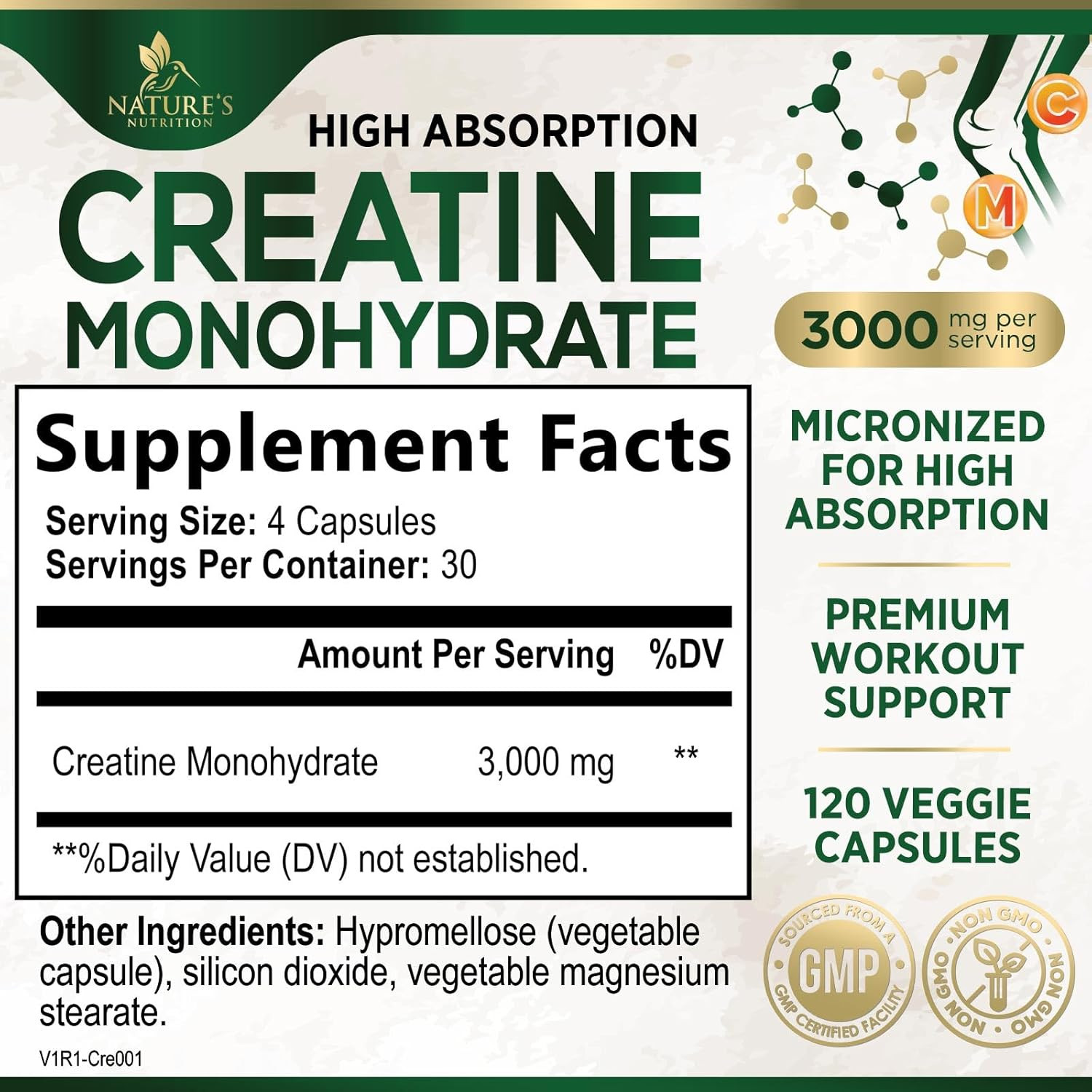 Creatine Monohydrate Capsules 3000Mg – Best Micronized Creatine Powder – Support