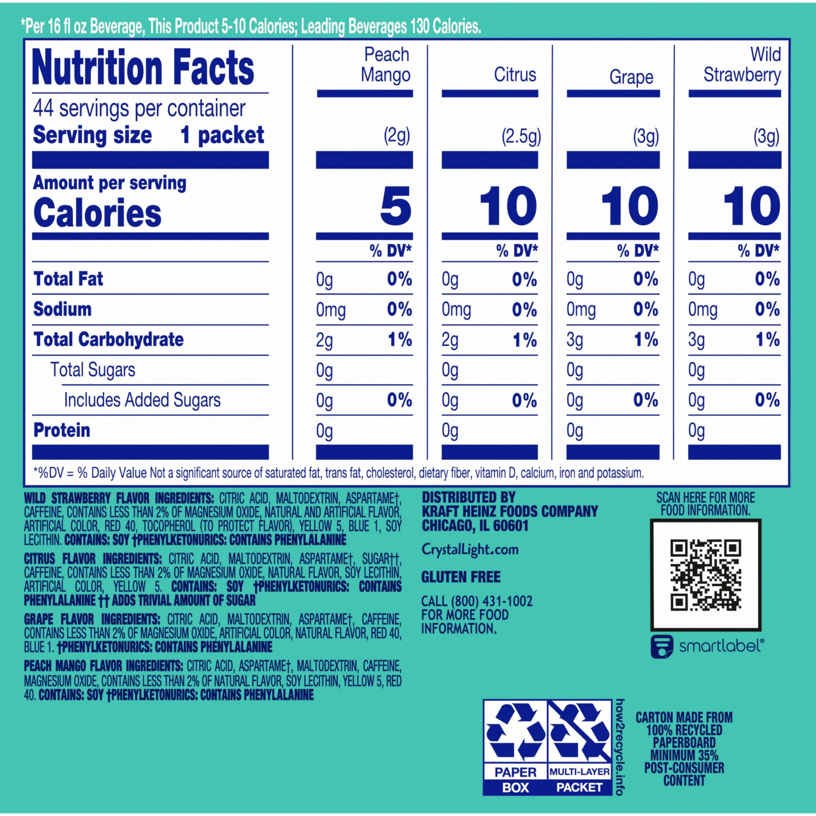 Crystal Light On-The-Go De 44 Ct Variety 3 Pack FREE FAST Shipping