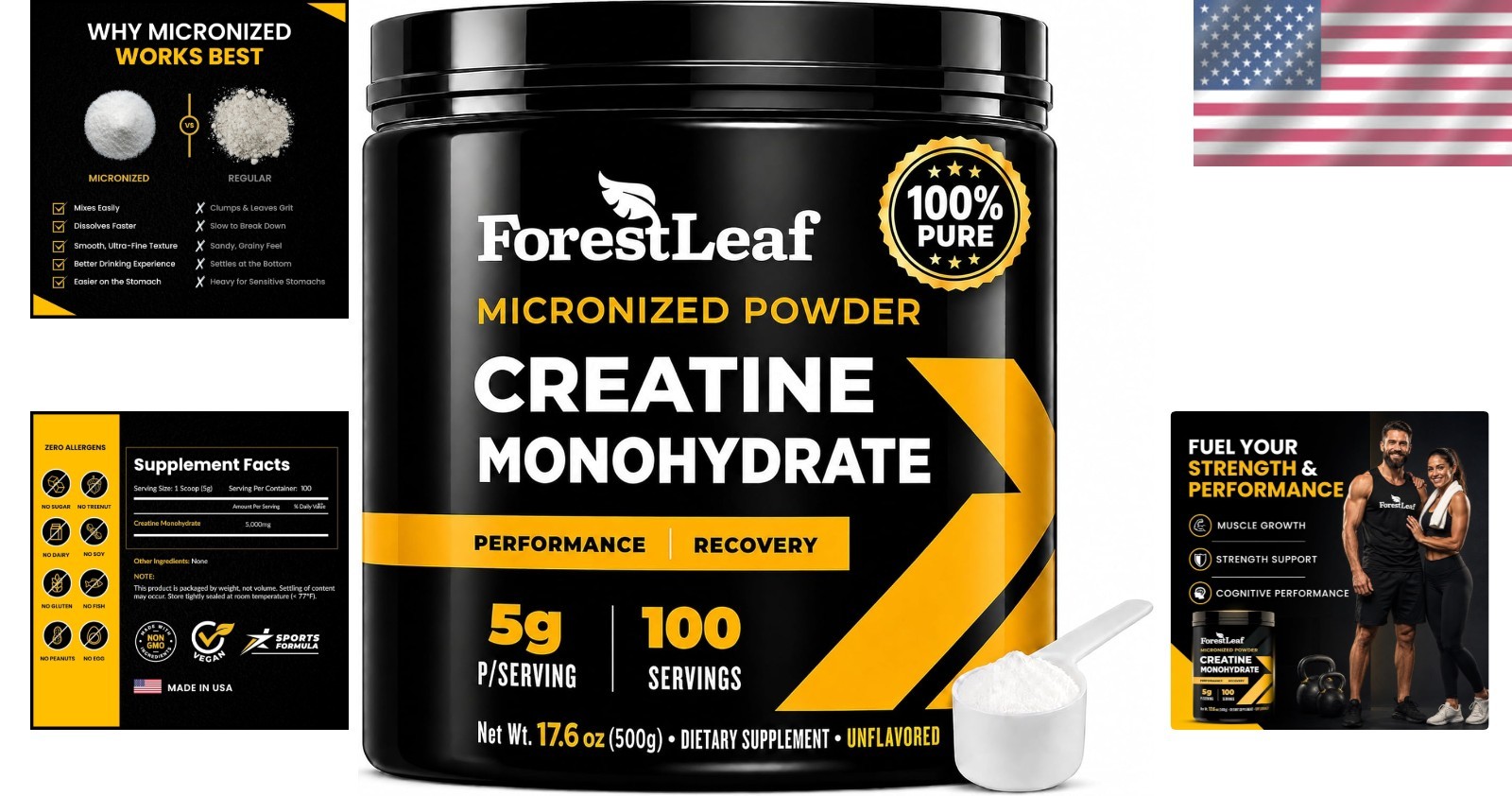 100 Servings of Pure Creatine Monohydrate – Supports Strength & Brain Health