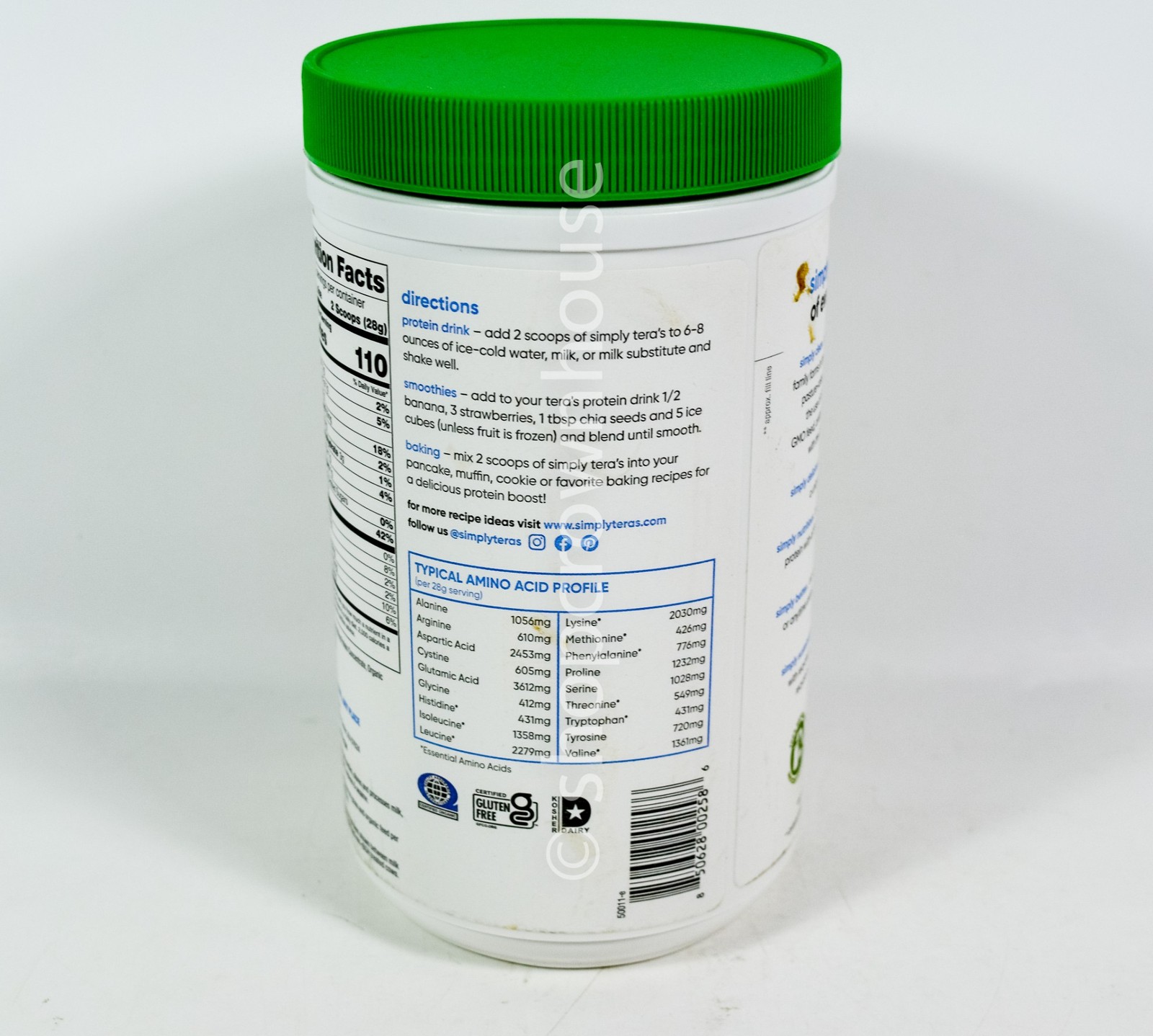 Simply Tera’s Organic Whey Protein Plain Unsweetened 12oz Canister 03/26/2027
