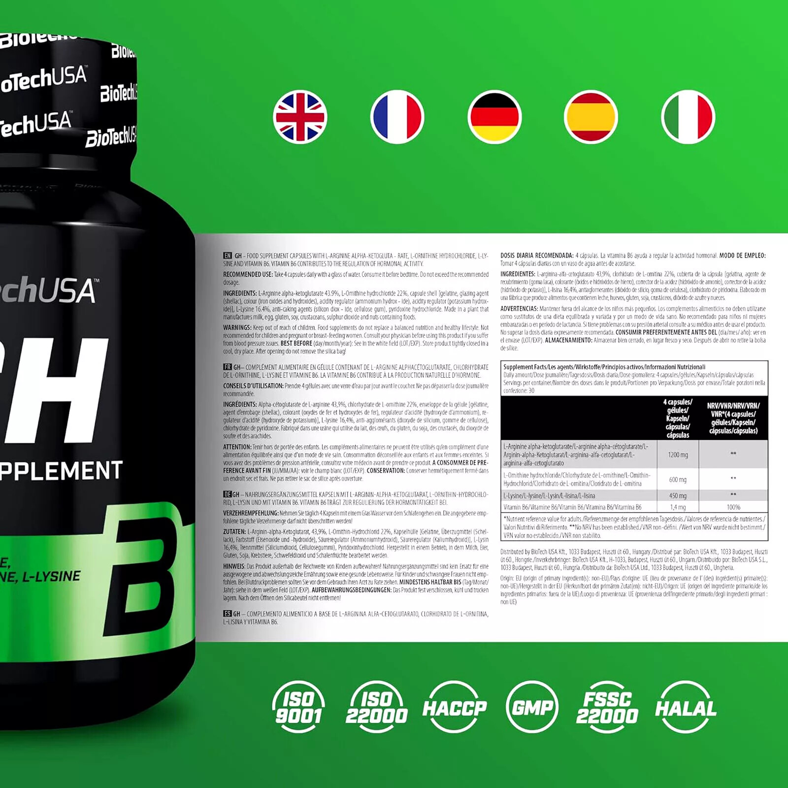 Biotech GH Regulator – Food Supplement – Supports Muscle Mass Growth Gains
