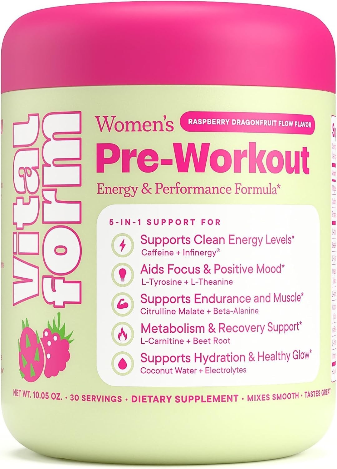 Women’s Pre Workout Powder – Clean Energy, Focus, & Endurance Supplement – 190mg