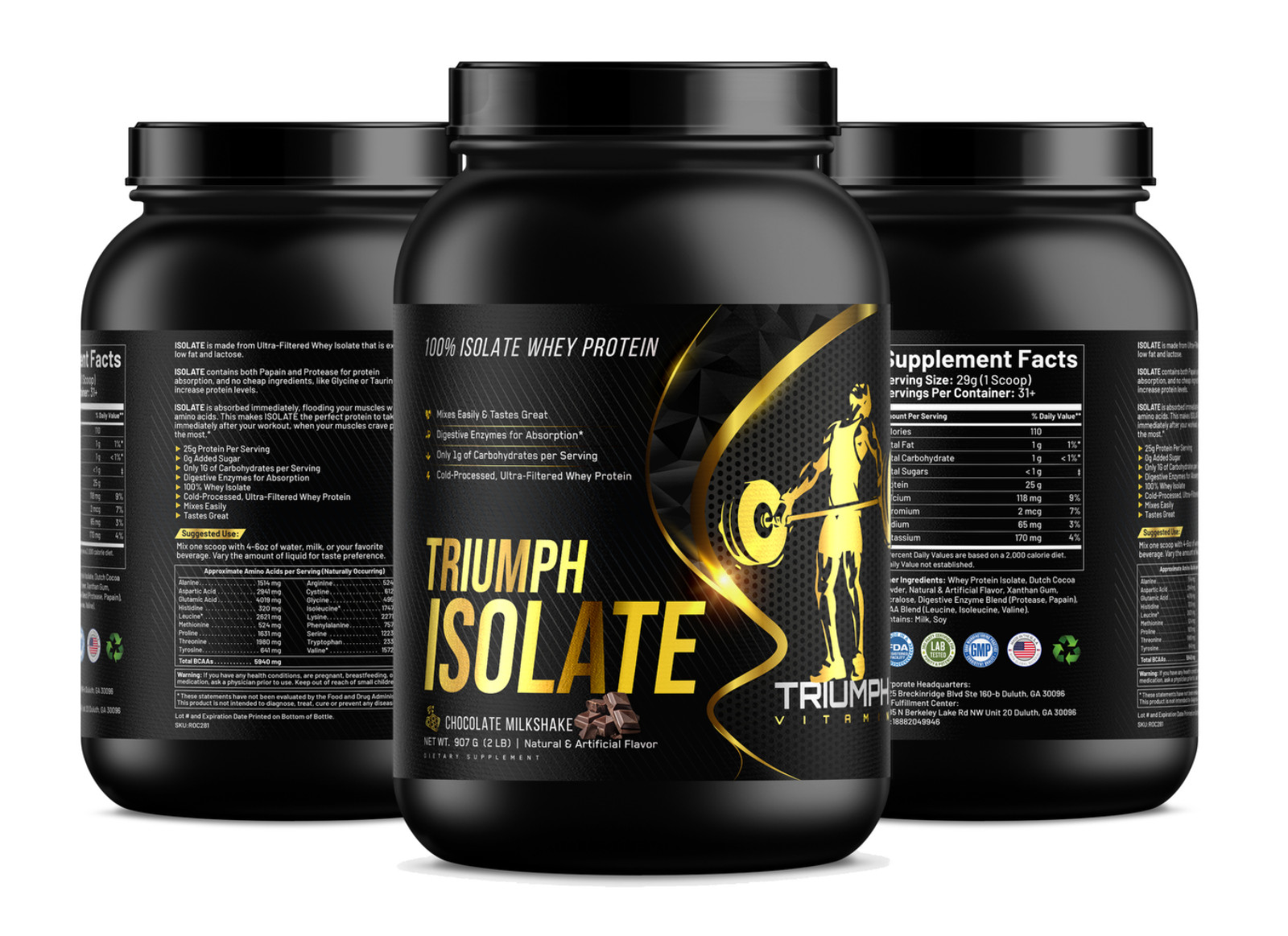 2lb 100% Whey Isolate Chocolate – 31 serv.