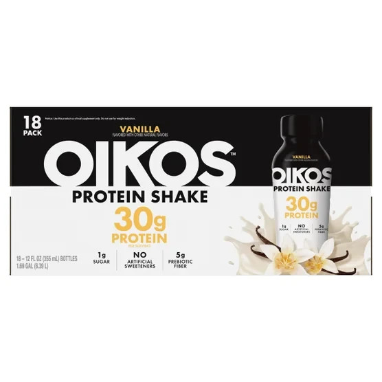Oikos Vanilla 30g Protein Shake, 12 fl oz (18 Pack) – High Protein Free Shipping