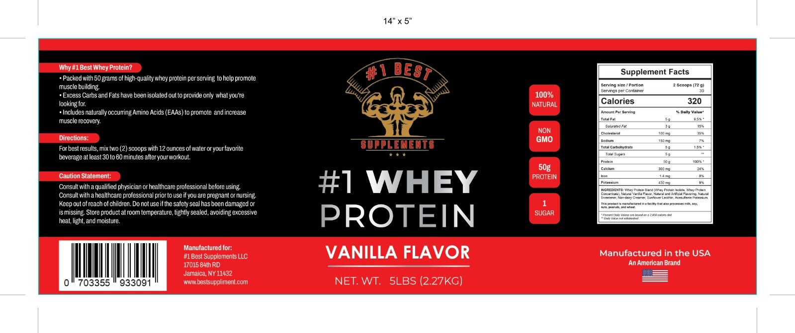 #1 Whey Protein Powder 5 lb Vanilla