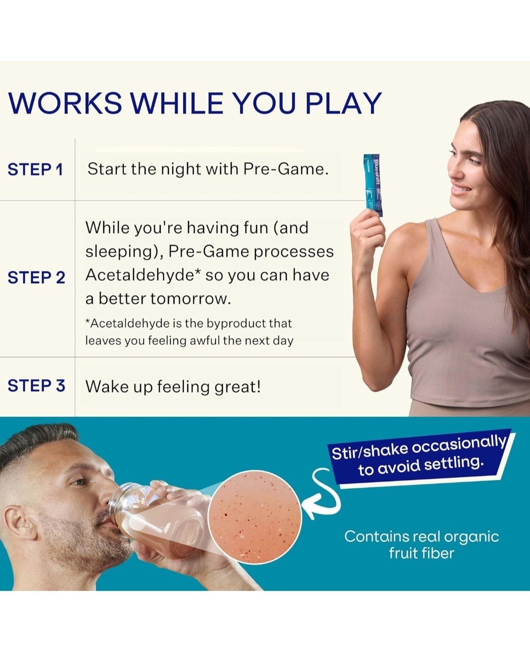 Blueshift Pre-Game – Pre Drinking NAC Supplement Electrolyte Powder Packets 10pk