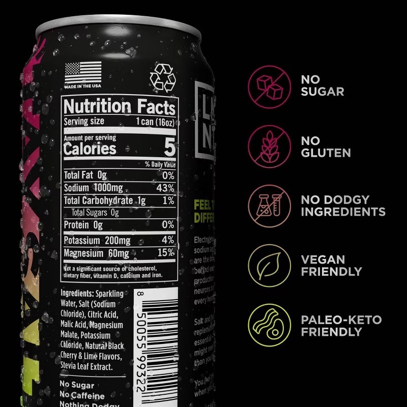 Black Cherry Lime Salt Zero-Sugar Electrolytes Sports Drink – 4pk/16 fl oz