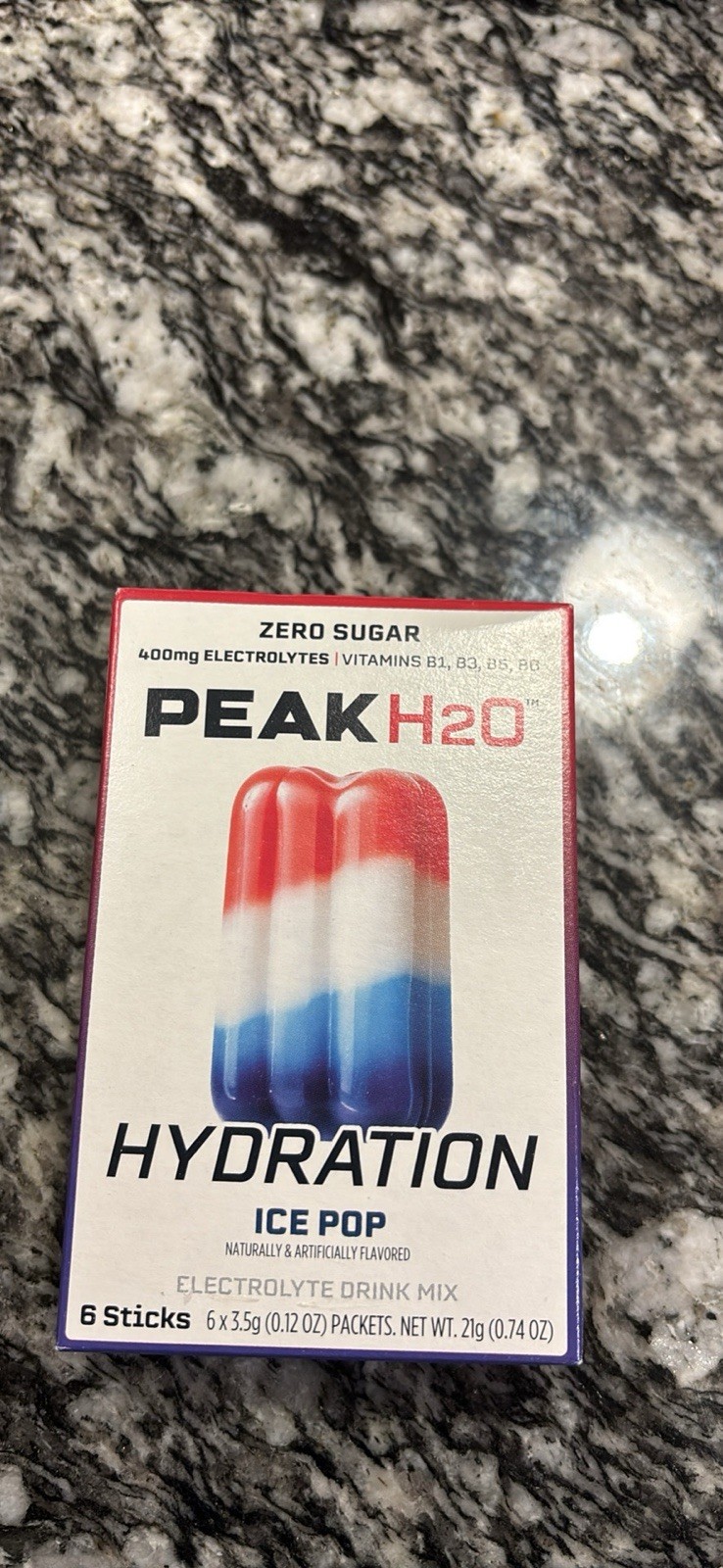 Peak H20 Ice Pop Electrolytes Powder Sugar-Free Hydration Packets 6 Sticks