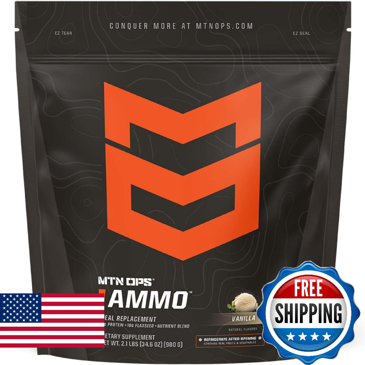 Mtn Ops Ammo Meal Replacement Shake 19G Protein 10G Flaxseed 4.5G Whole Foods