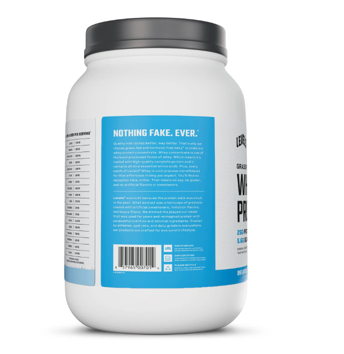Levels Grass Fed Whey Protein Unflavored 2lb 25g Protein