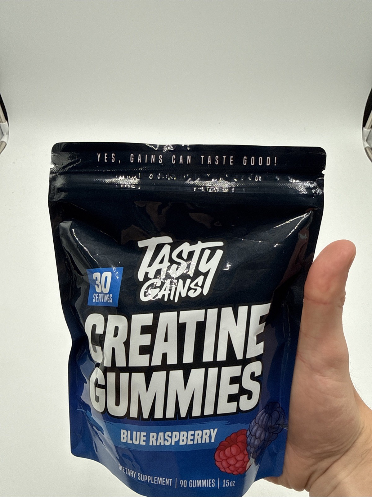 TASTY GAINS Creatine 90 Gummies – 90g of Creatine Monohydrate Blue Raspberry