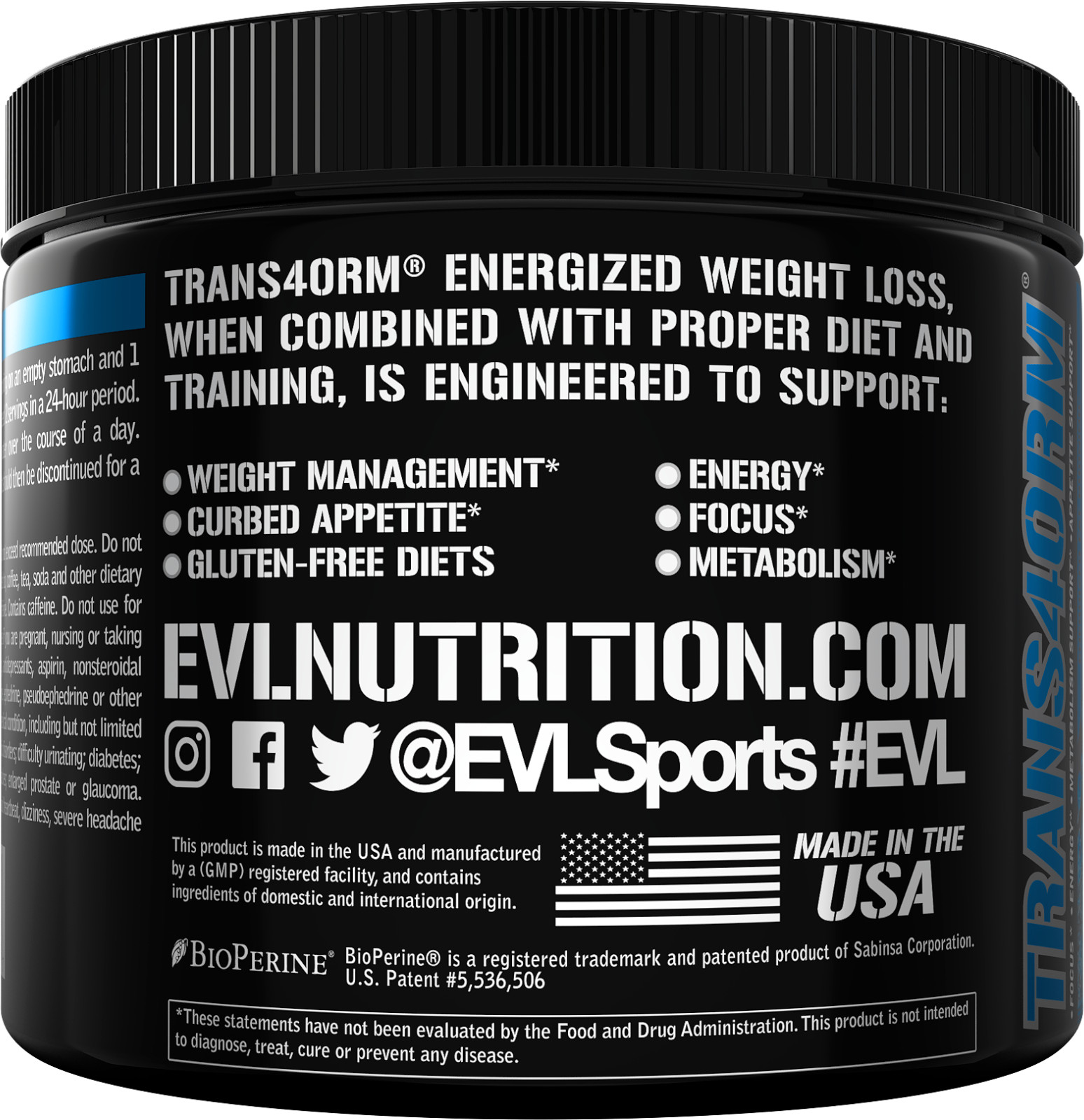 Evlution Nutrition Trans4orm – Fat Burning Support – Blue Raz – 30 Servings
