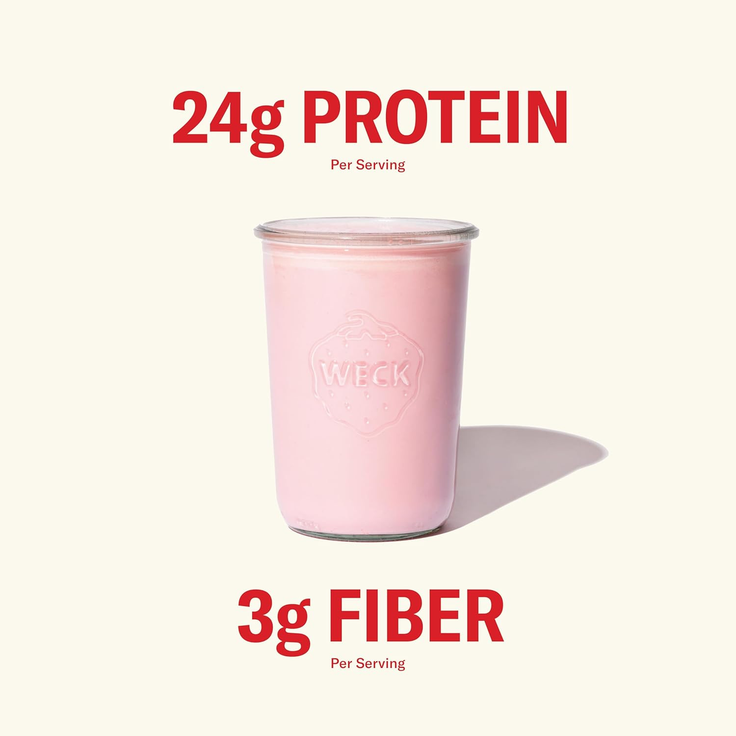 Grass Fed Whey Protein Powder Strawberry Crème, 24G Protein with Collagen Peptid