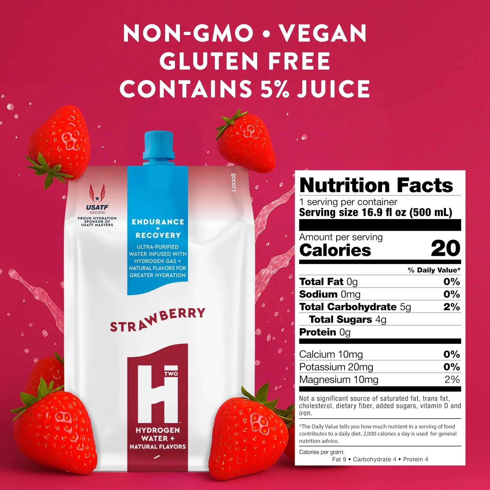 HTWO Premium Molecular Hydrogen Water, Strawberry Flavored, Sugar Free,16.9oz…