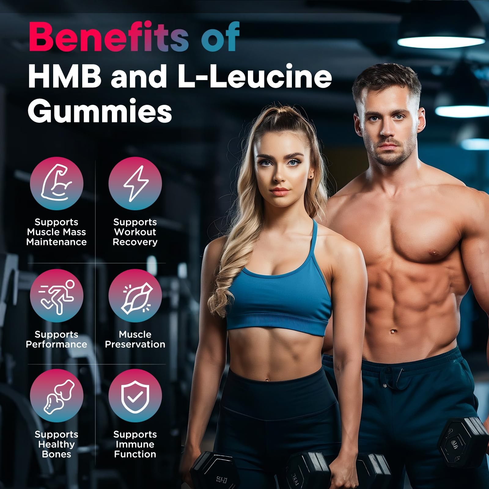 HMB and L-Leucine Gummies, 4500mg HMB and Leucine Supplements for Men & Women…