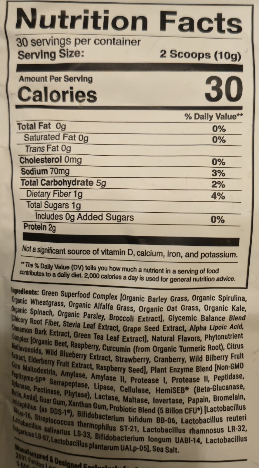 1st Phorm OPTI-GREENS 50 Powder 11 oz ( 30 Serv) Natural Berry Flavor BY 11/26