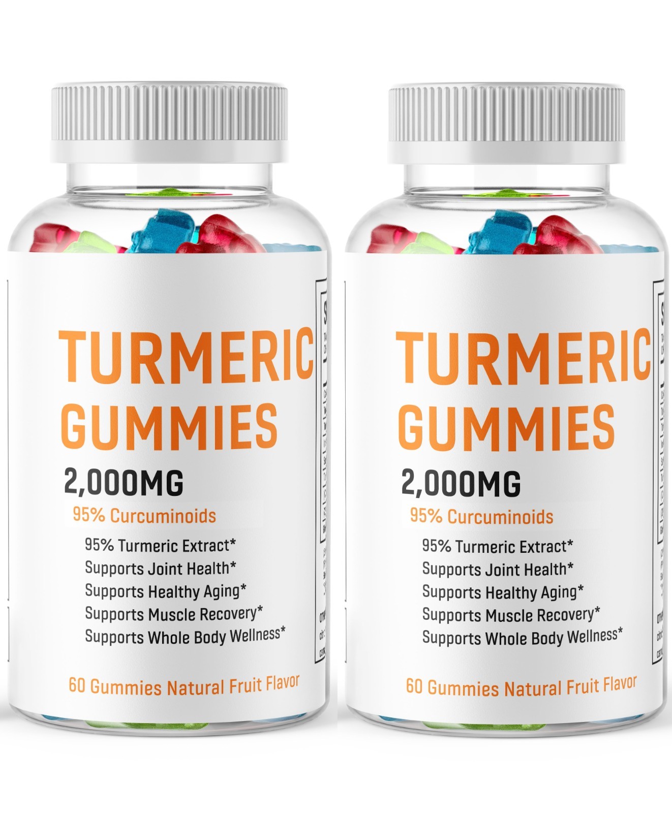Turmeric Curcumin 2,000mg Gummies 120 Ct Vegan Gluten Free with Ginger Root