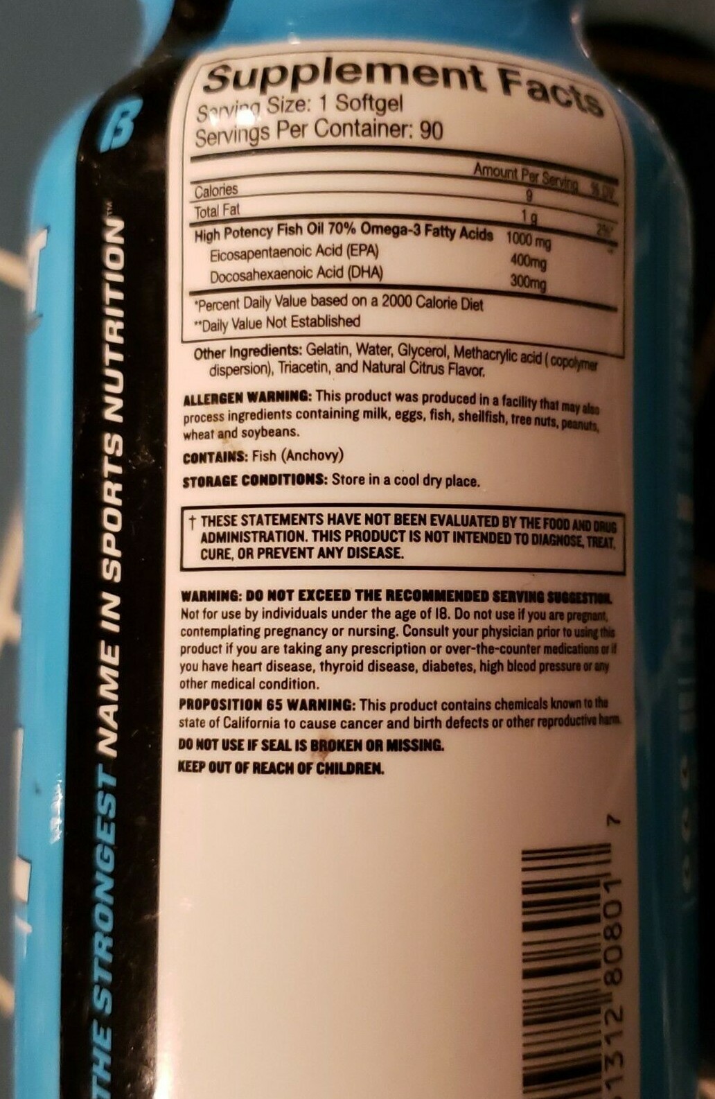 BEAST Sports – FISH OIL High Potency Omega 3 – CITRUS 90 Softgels – Exp 7/2025