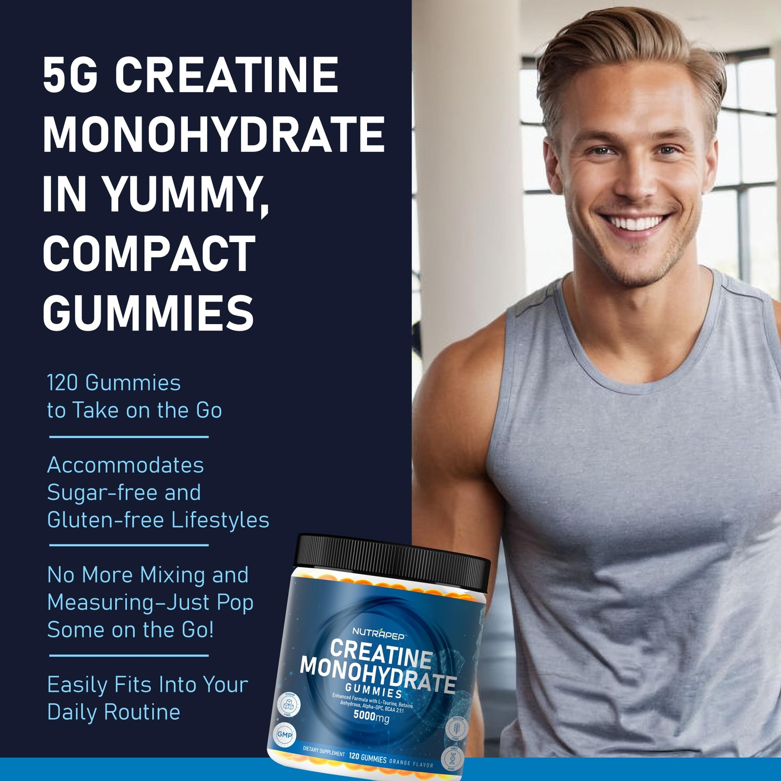 Gomitas Monohidrato De Creatina Suplemento Con L-Taurina Betaína Anhidra BCAA