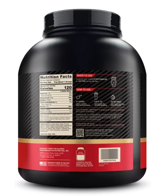 Optimum Nutrition Gold Standard Whey Protein, Vanilla Ice Cream, 3.96 lb