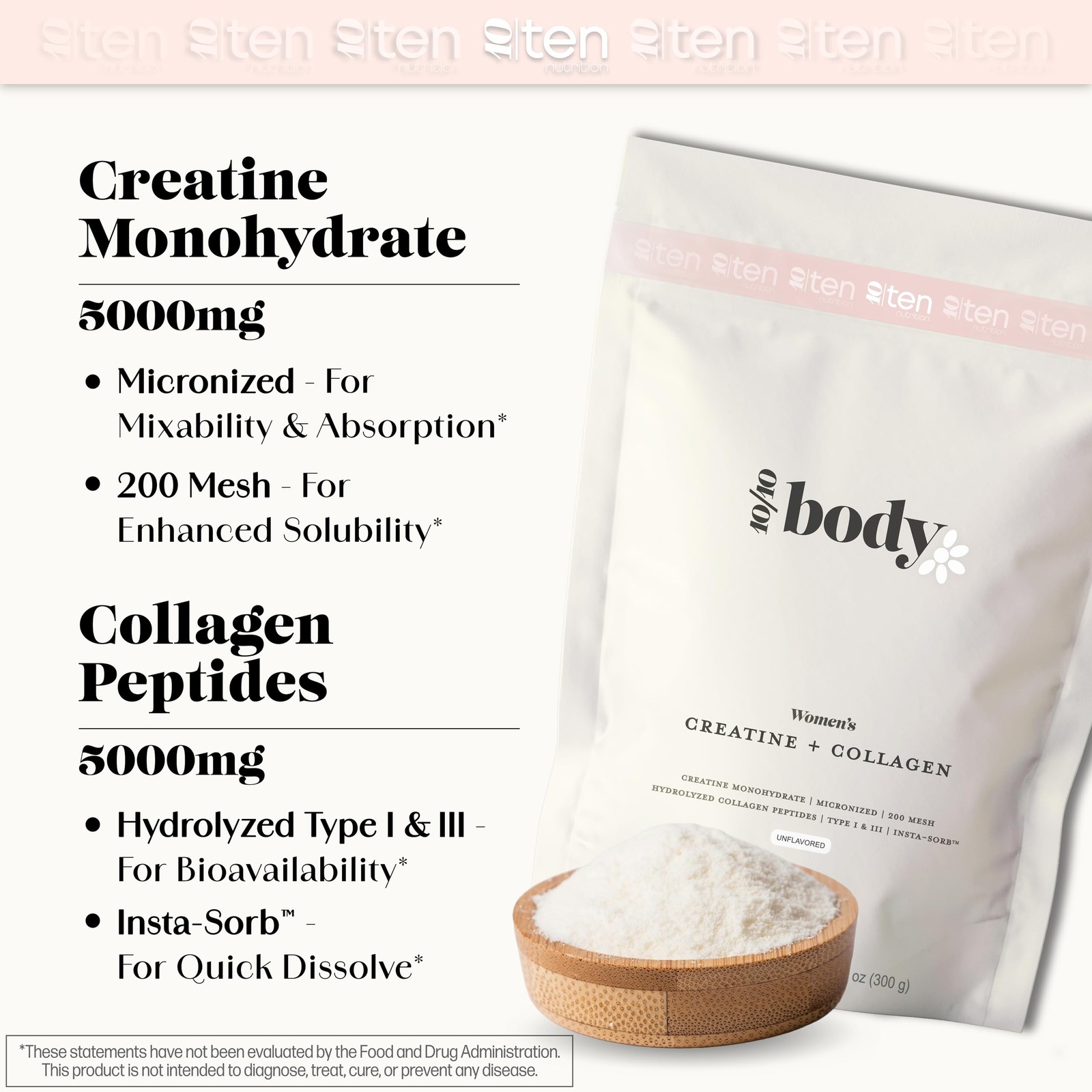 New – Creatine + Collagen for Women – Supports Lean 10.59 Ounce (Pack of 1)