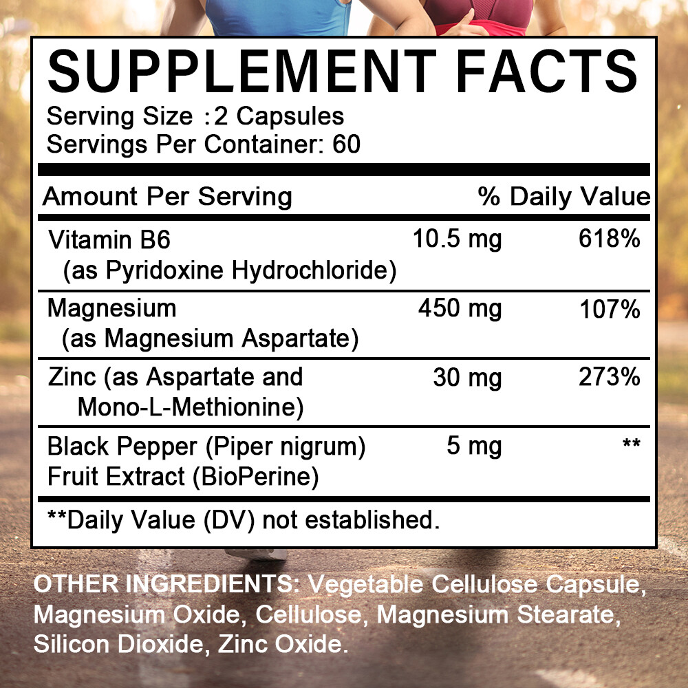 Zinc Magnesium w/Vitamin B6 – Restful Sleep, Anti Stress AntiAnxiety supplement