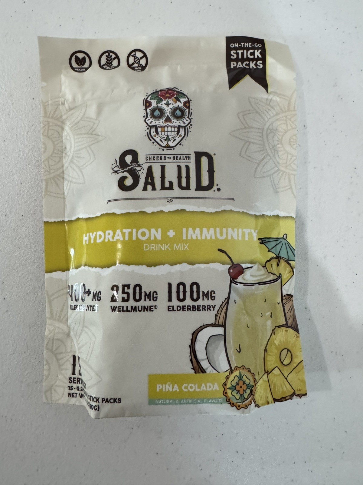 Salud Hydration+Immunity Electrolyte Drink Mix Piña Colada 15 Exp 6/28