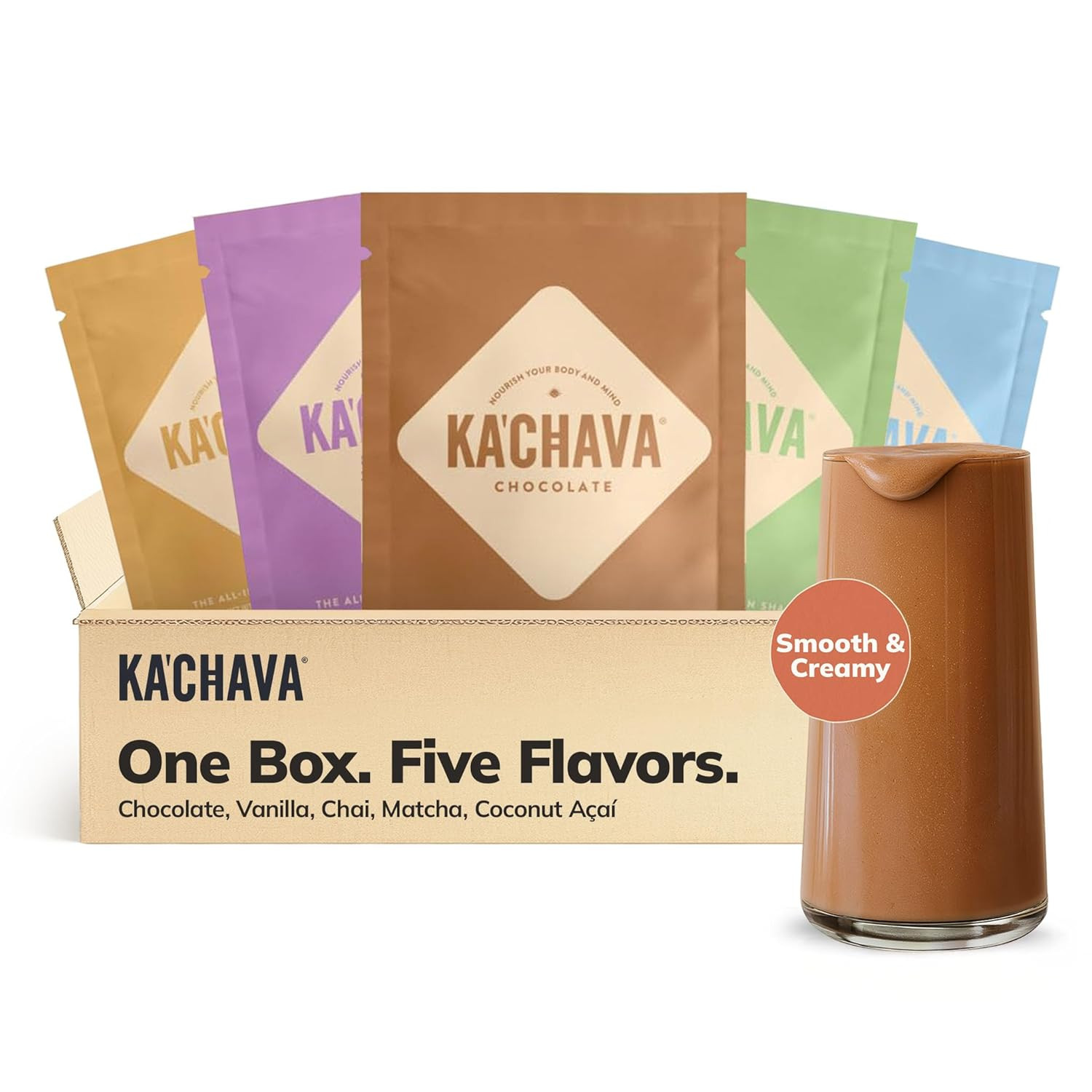 Ka’Chava All-In-One Nutrition Shake Blend, 5 Flavor Sample Pack, 5 Servings, …