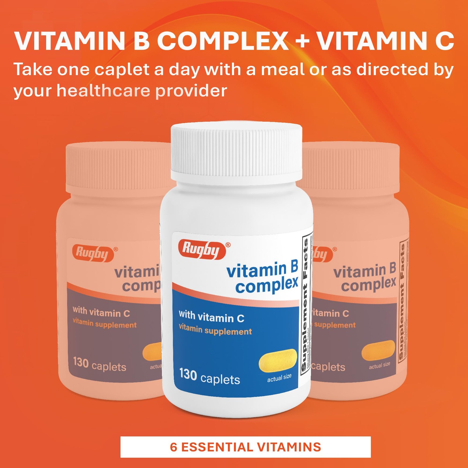 Rugby Vitamin B Complex with C – Gluten-Free B 1 Count (Pack of 130)