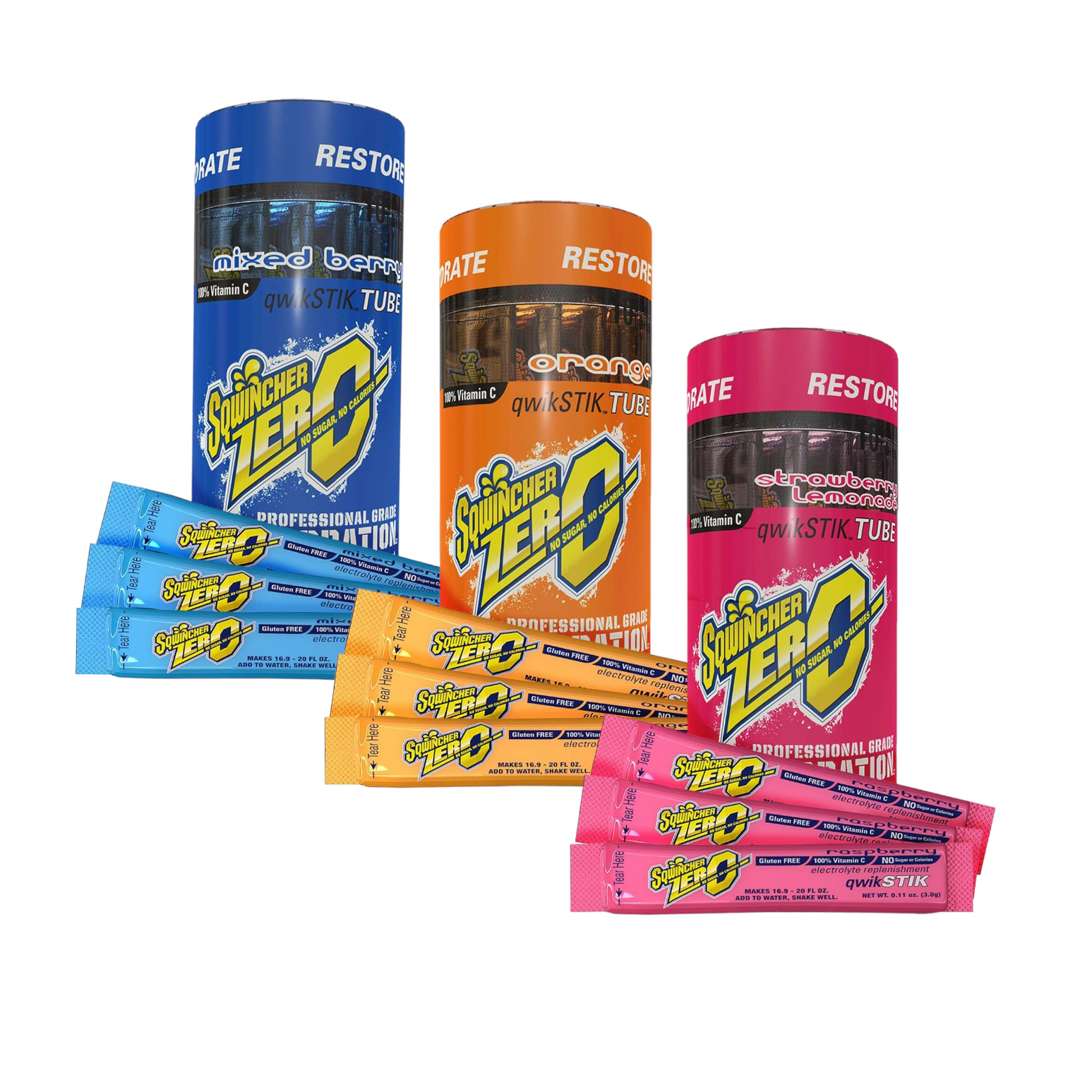 Sqwincher ZERO Sugar Free Electrolyte Powder Beverage MIXED Qwik Stik 30 Packets