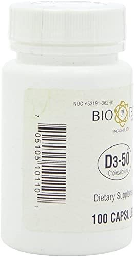 Bio-Tech Pharmacal D3-50 50,000 IU, 100 Capsules Ð All-Natural Supplement Ð Supp