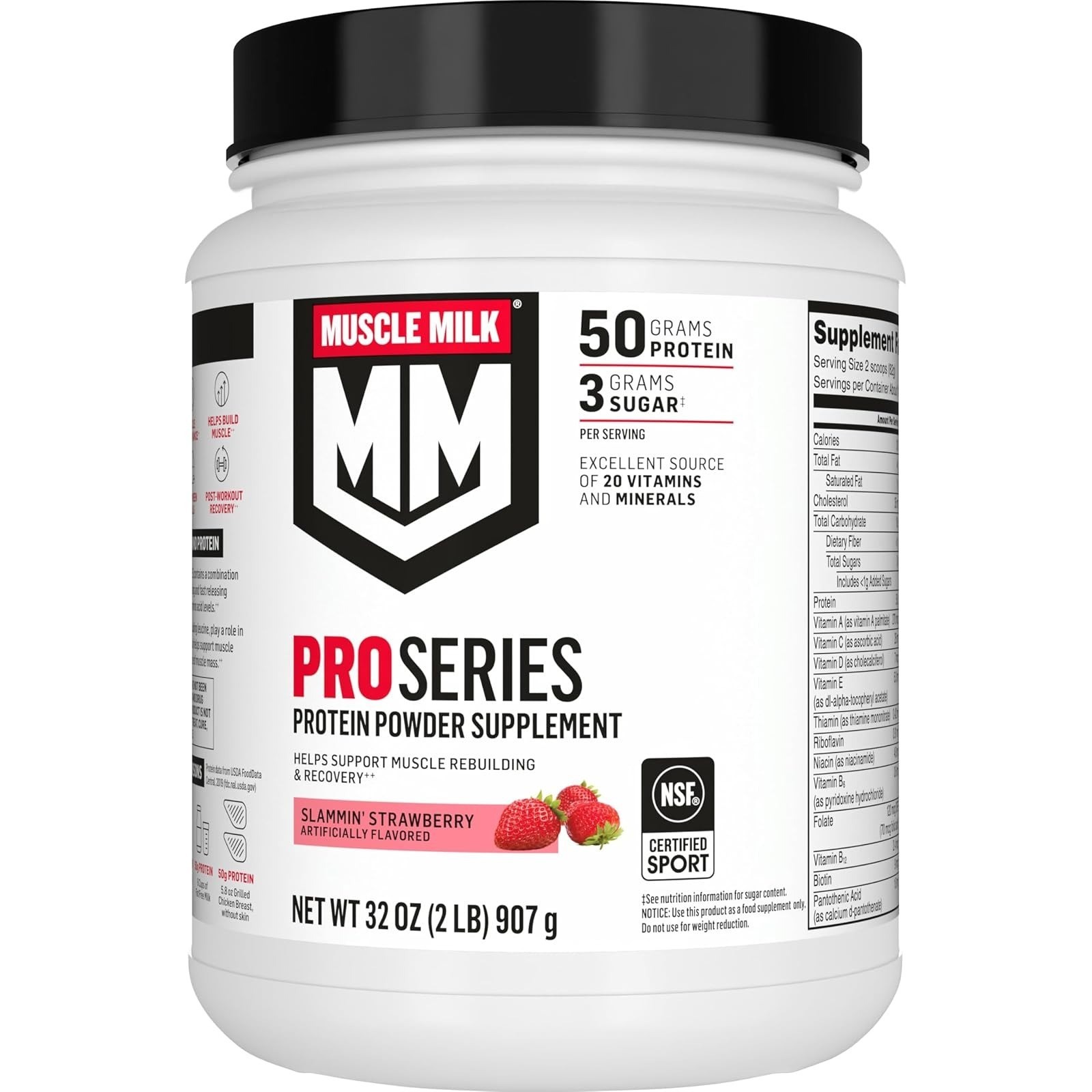 Muscle Milk Pro Series Protein Powder, Knockout Chocolate, 5 lb, 50g Protein