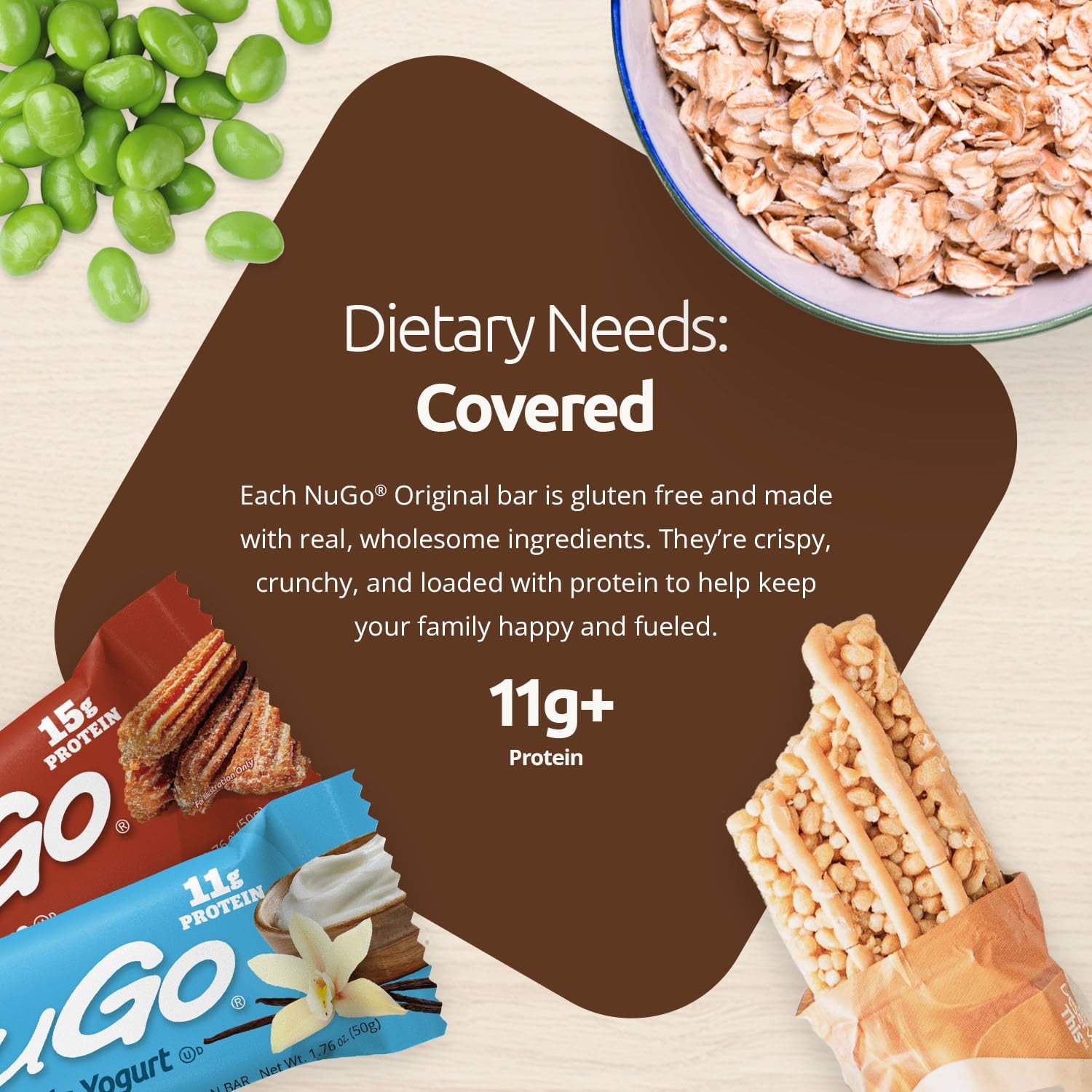 NuGo Original, Churro, 15g Protein Bar, Gluten 15 Count (Pack of 1), No Color