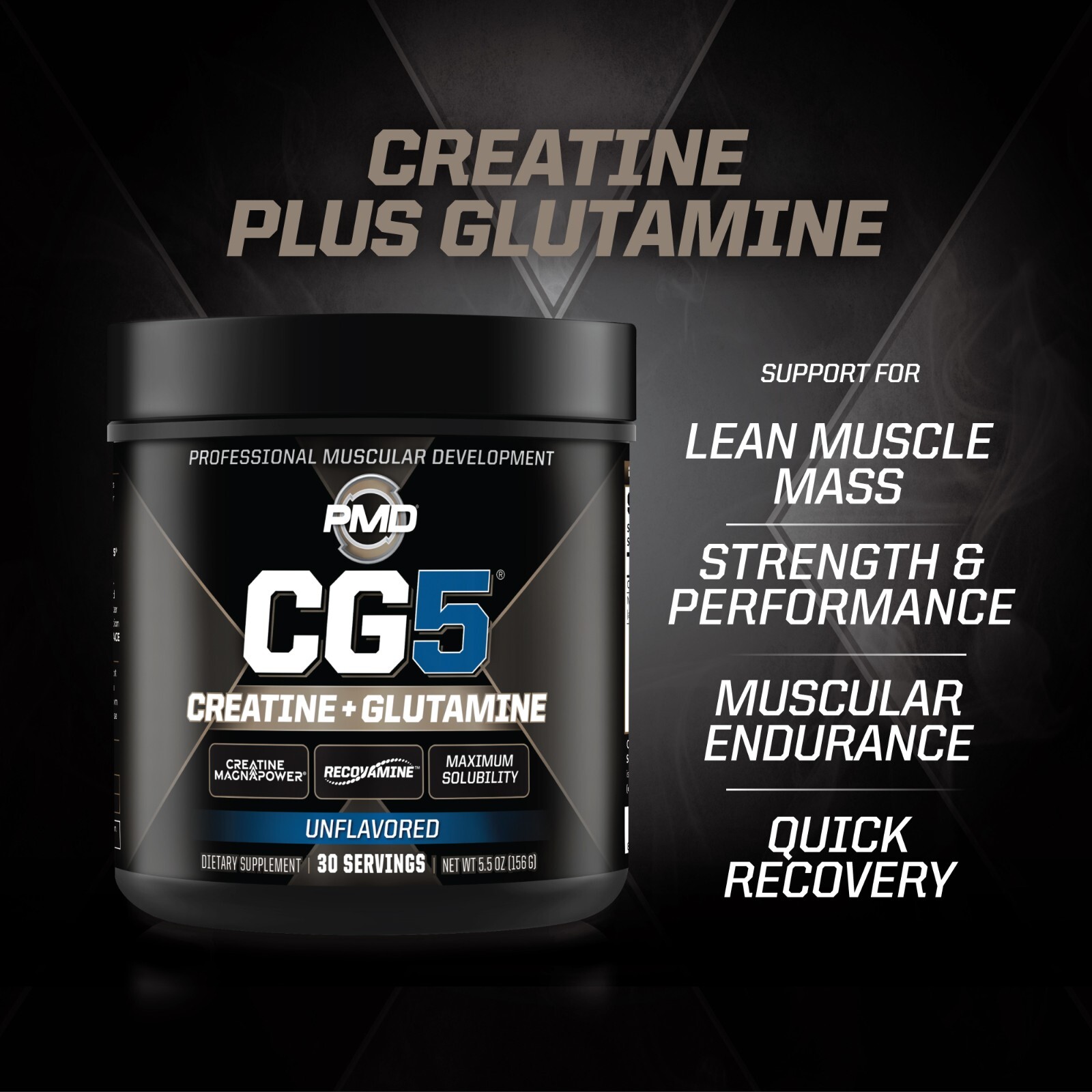 CG5 – Creatine/Glutamine Powder – Strength, Power & Recovery-Unflavored 30 serve
