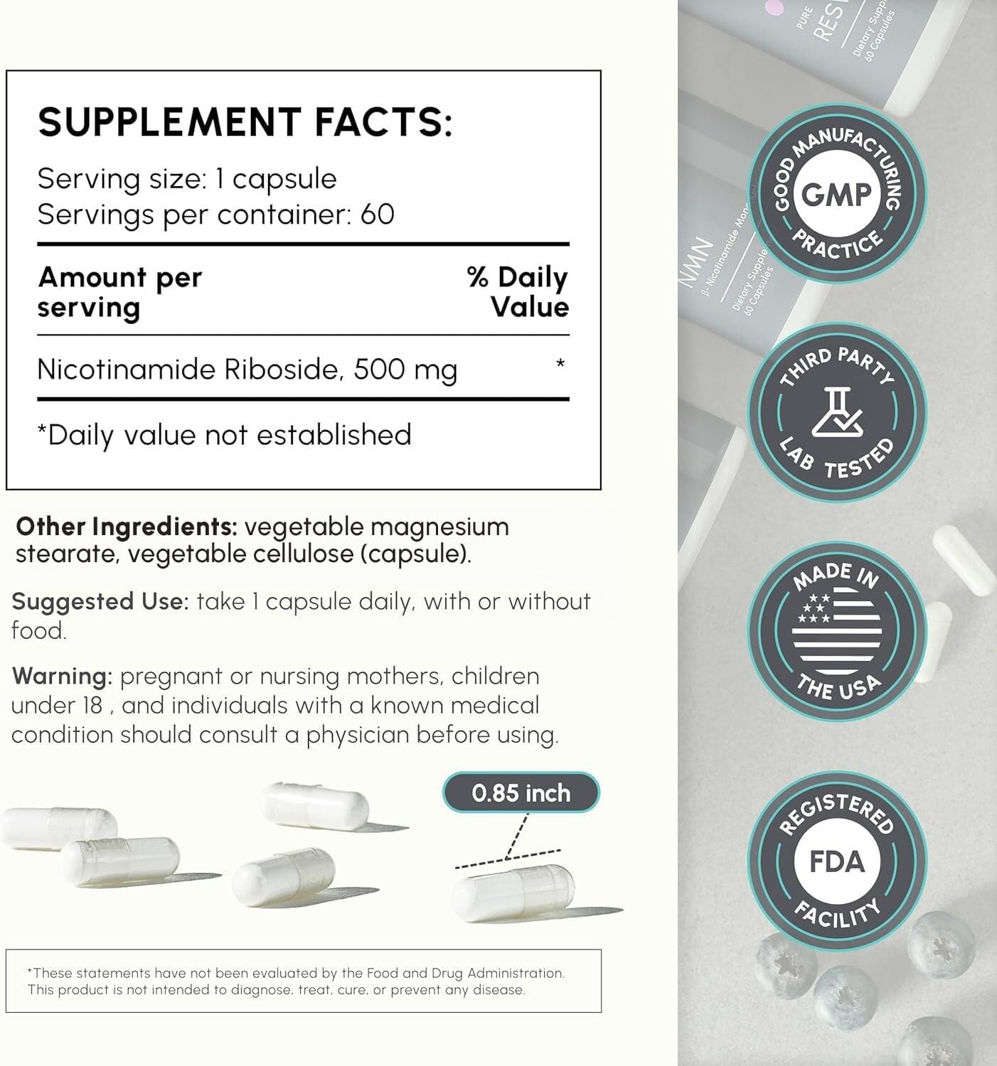 partiQlar NR Supplement – High Purity Nicotinamide Riboside Capsules – NAD+ Boos