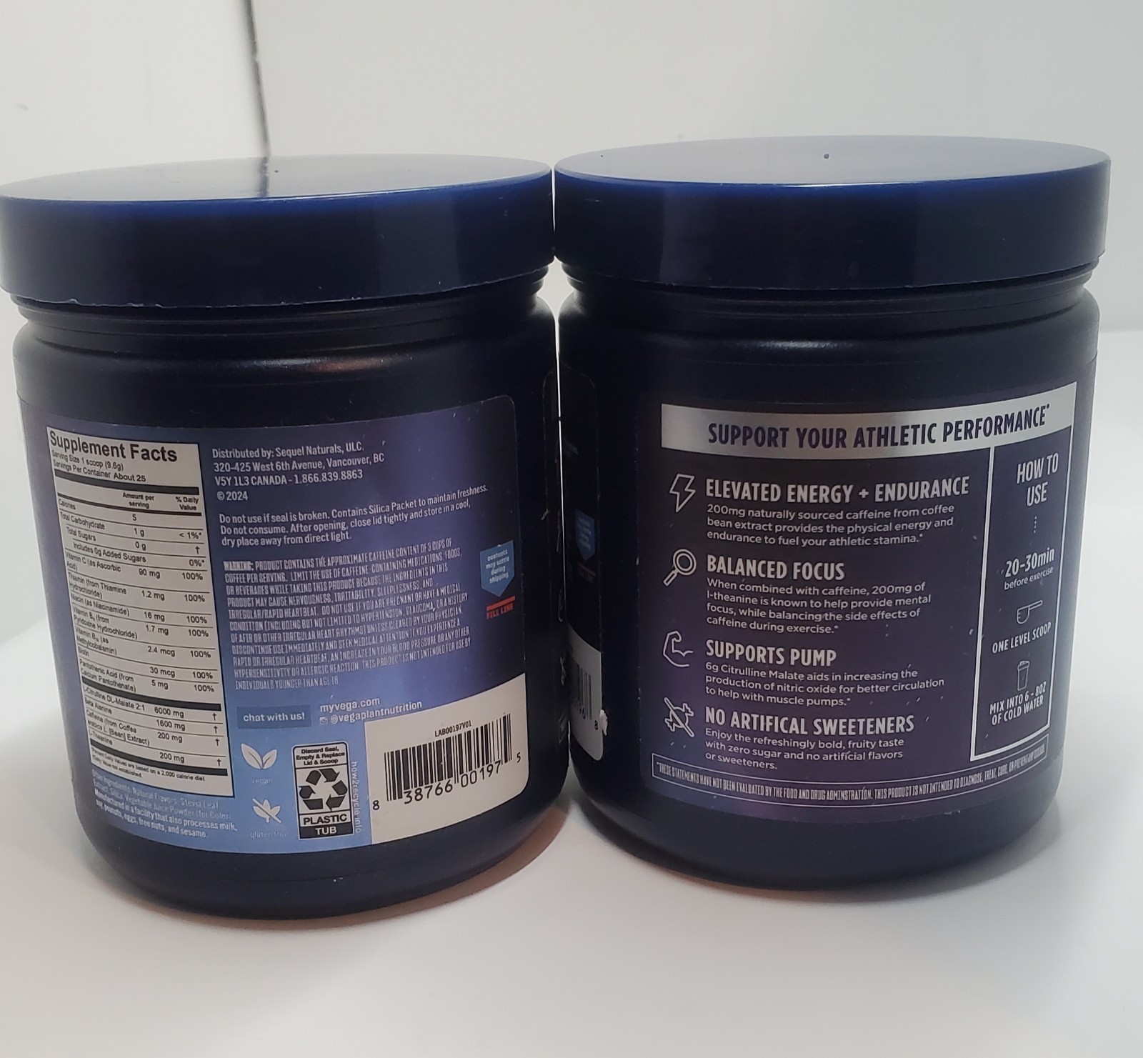 set 2 Vega Pre-Workout – 200mg Caffeine, Energy & Focus, Fruit Punch, 25 Serv