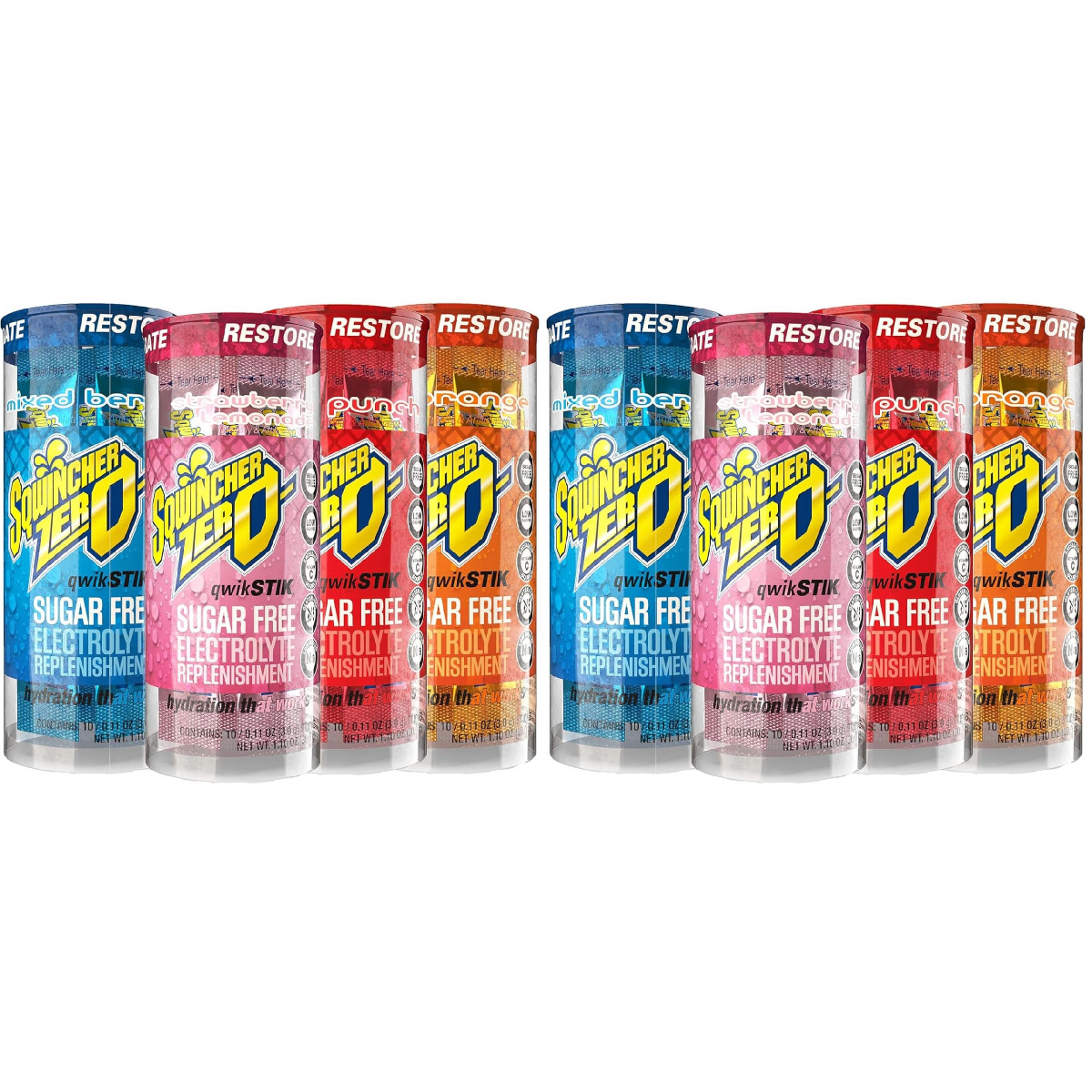 Sqwincher Zero Qwik Stik 4 Flavor Variety Pack Sugar Calorie Sodium Electrolyte