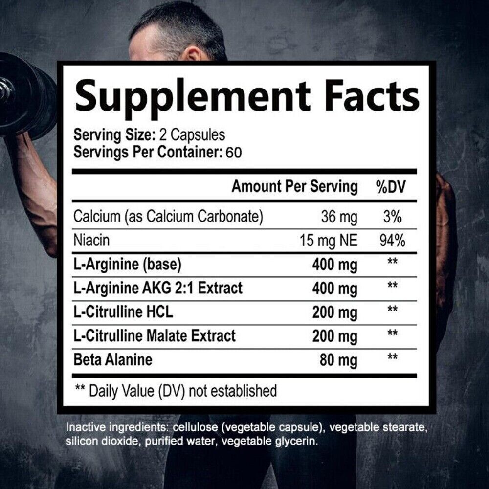 Nitric oxide Capsules 1200 mg | Regulating Vascular Tension | 120 Capsules