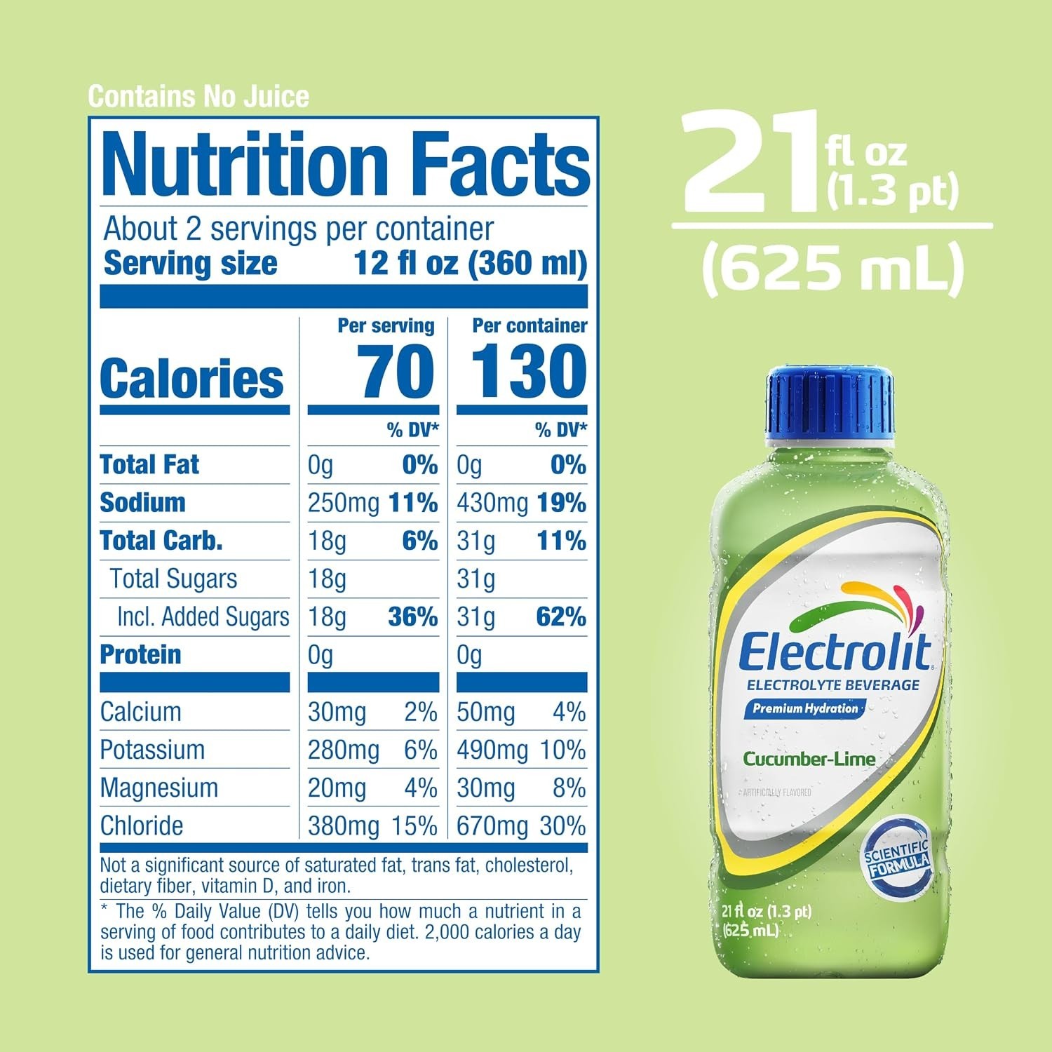 Electrolit, Electrolyte Beverage, Cucumber-Lime, 21 Fl Oz bottle (Pack of 12)