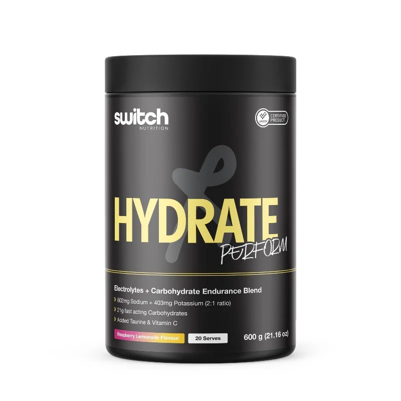 Switch Nutrition Hydrate Perform Electrolytes +Carboydrates Raspberry Lemon 600g